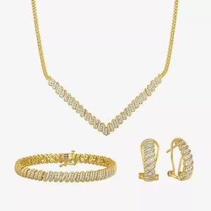 1 C.T. T.W. Diamond 14K Gold Over Brass 3-pc Jewelry Set